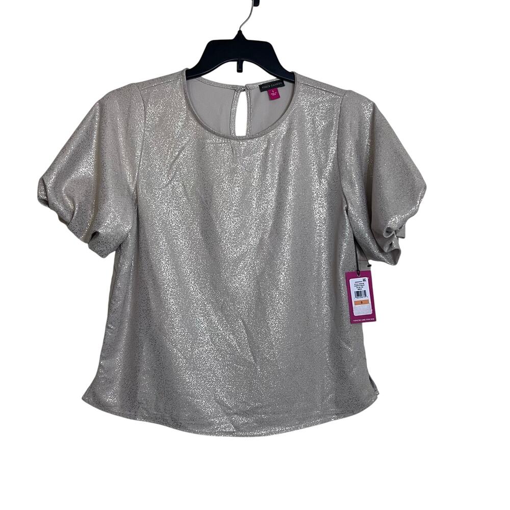 Vince Camuto Women’s Confetti Ready Metallic Puff Sleeve Top Size: Small - Picture 4 of 5